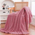 Dusty Pink Throw Blanket 50''  60'' Inches Gifts For Mom Fuzzy 3D Jacquard Decorative Flannel Fleece Super Soft Plush Cozy Blank