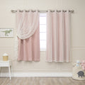 Best Home Fashion Umixm Tulle & Star Cut Out Blackout Curtains - Dustypink - 52' W X 63' L- (2 Curtains And 2 Sheer Curtains)