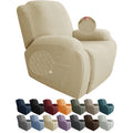 Jiviner Newest Design 4-Piece Recliner Chair Covers Stretch Jacquard Covers For Recliner Chair Recliner Slipcovers For Living Room Soft Recliner Protector With Pocket (Recliner, Light Beige)