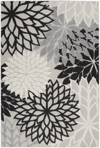 Nourison Aloha Indoor/Outdoor Black White 3'6' X 5'6' Area Rug, Tropical, Botanical, Easy Cleaning, Non Shedding, Bed Room, Li