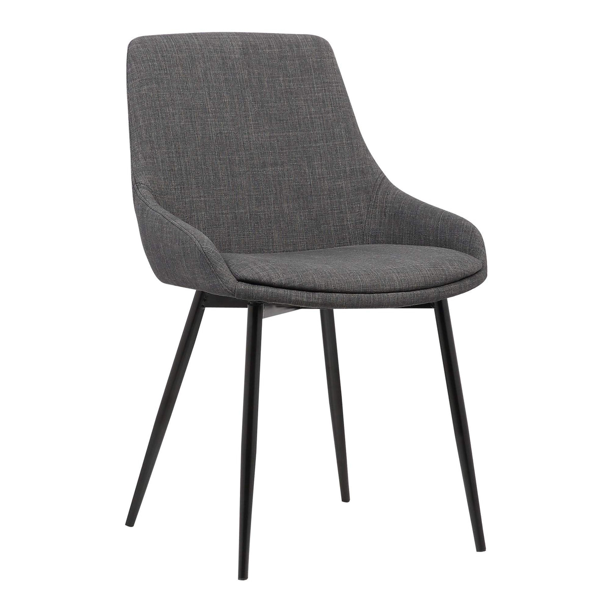 Ergode Mia Contemporary Dining Chair - Stylish & Comfortable Wooden Frame Chair with Upholstered Seat & Back, Black Metal Legs -