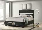 Coaster Home Furnishings Miranda Contemporary Wood Queen Size Storage Panel Bed Frame 50-inch Headboard Black 206361Q