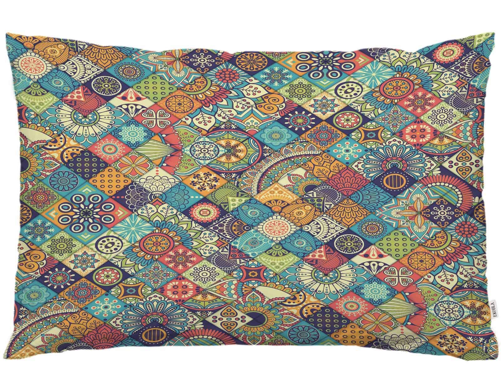 Ekobla Throw Pillow Cover Moroccan Vintage Bohemian Flowers Mandala Pattern Batik Paisley Artwork Decor Lumbar Pillow Case Cushi
