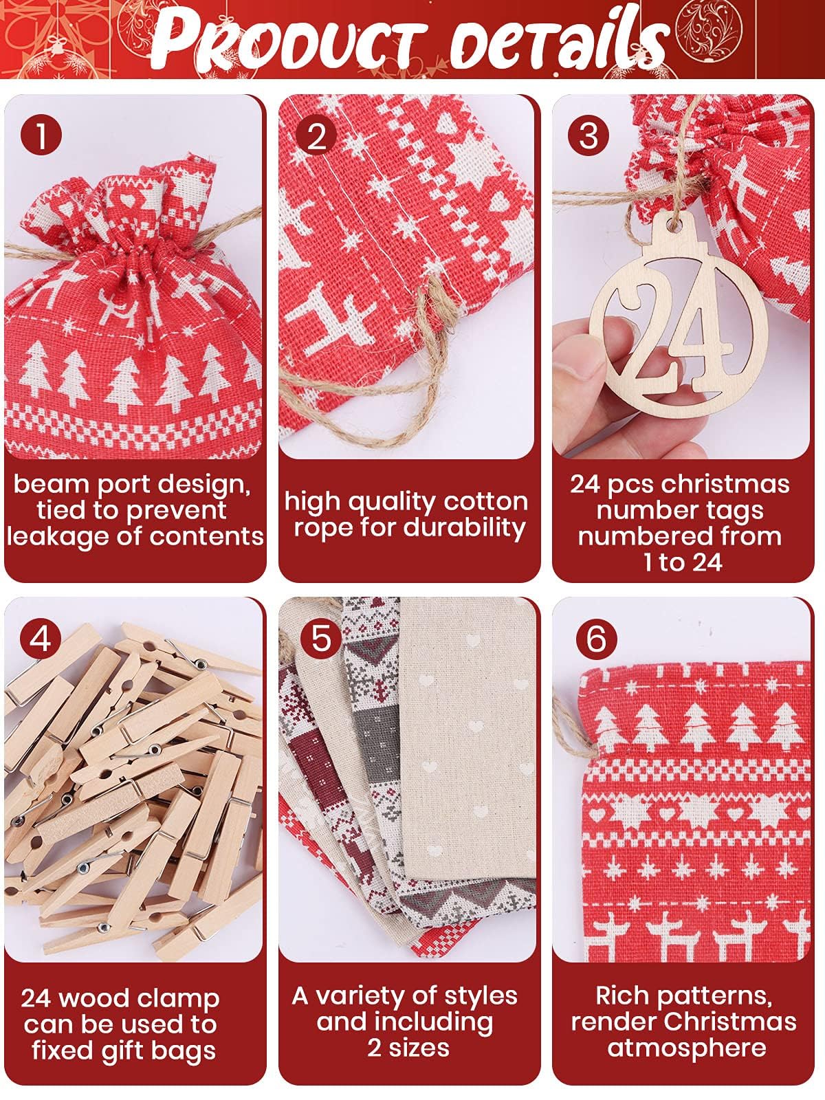 Kalolary Christmas Advent Calendar Bags 24 Days Countdown Calendar Burlap Bags Drawstring Gift Bags For Adults And Kids Diy Cand