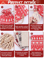 Kalolary Christmas Advent Calendar Bags 24 Days Countdown Calendar Burlap Bags Drawstring Gift Bags For Adults And Kids Diy Cand