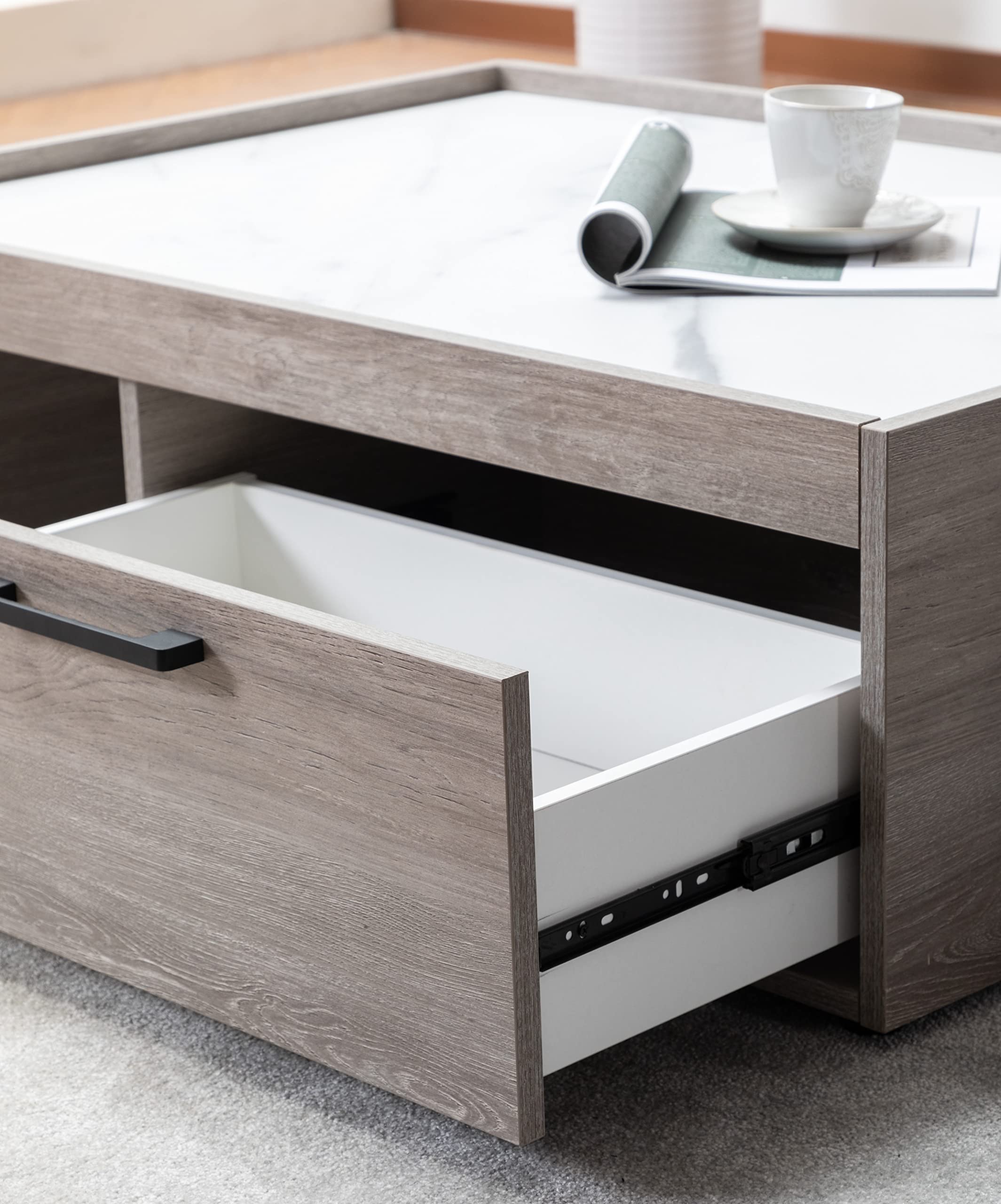 Lilola Home Apollo Gray Oak Finish TV Stand and Coffee Table Set