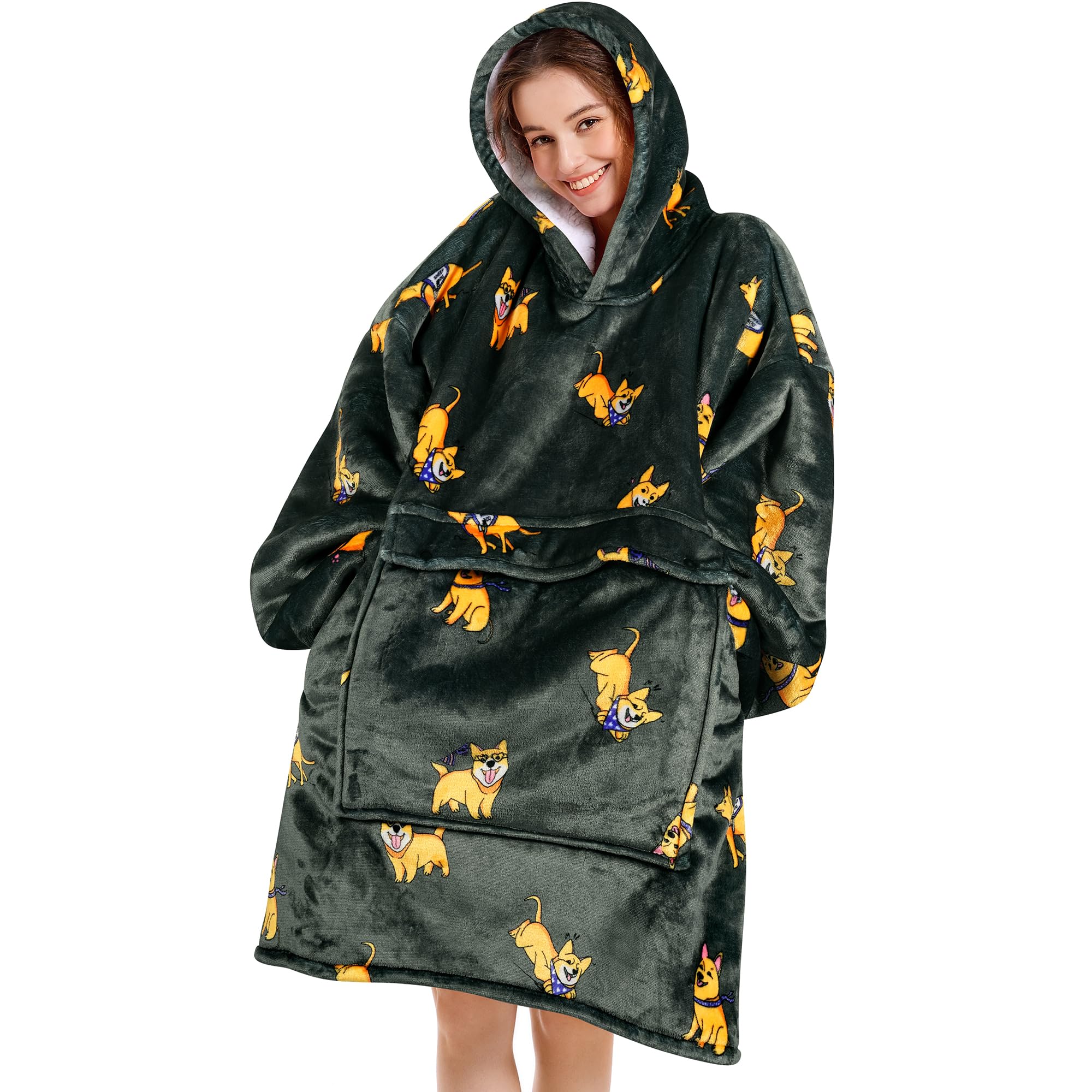 Narecte Oversized Blanket Hoodie Blanket For Women,Wearable Blanket Adult Giant Hoodie Cozy Sweatshirt Kawaii Stuff,Birthday Gif