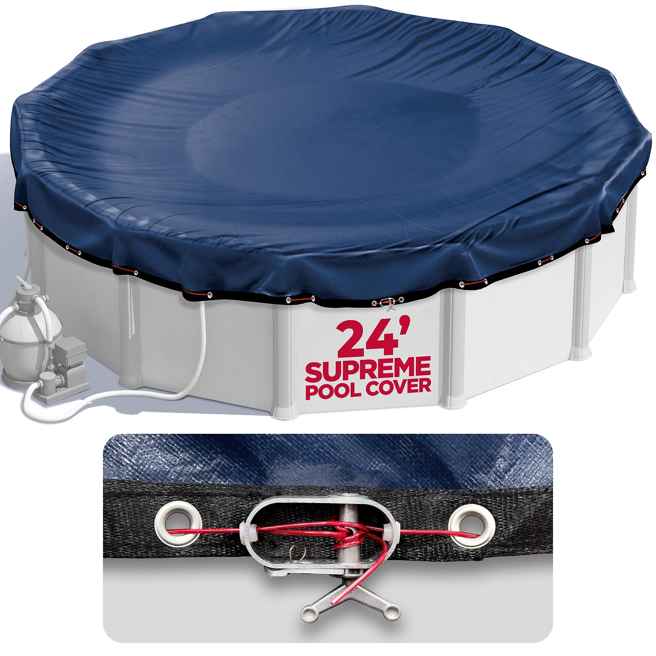 24 Ft Round Pool Cover For Above Ground Pools, Above Ground Pool Cover, Swimming Pool Cover, Winter Pool Cover, Keeps Out Debris