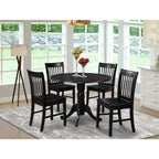 East West Furniture Dlno5-Blk-W 5 Pc Small Kitchen Table And Chairs Set-Round Kitchen Table And 4 Dinette Chairs