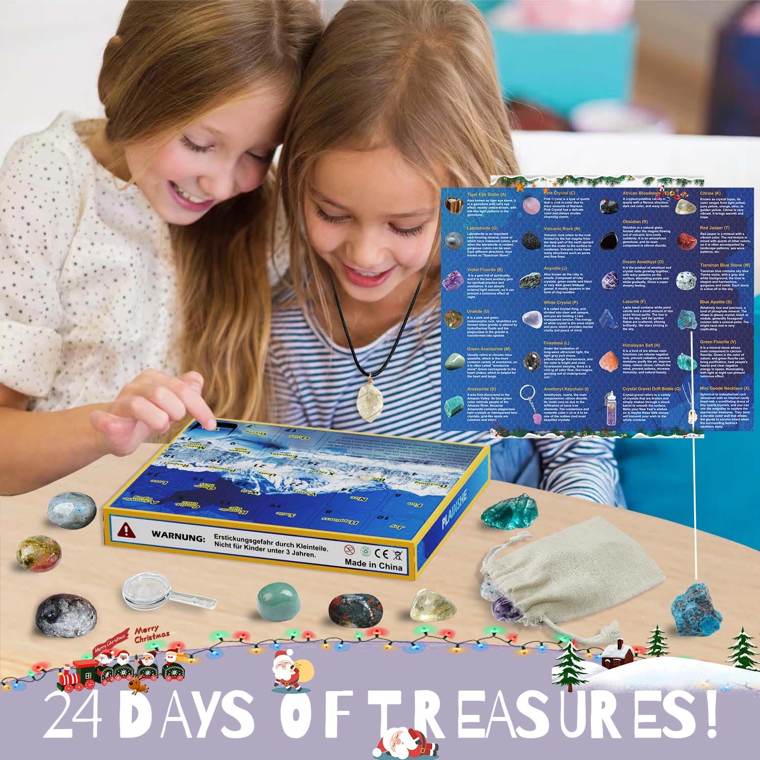 Advent Calendar 2024, Rock Collection Advent Calendar, Advent Calendars For Kids With 24 Gemstones, Minerals & Fossils, 24 Days
