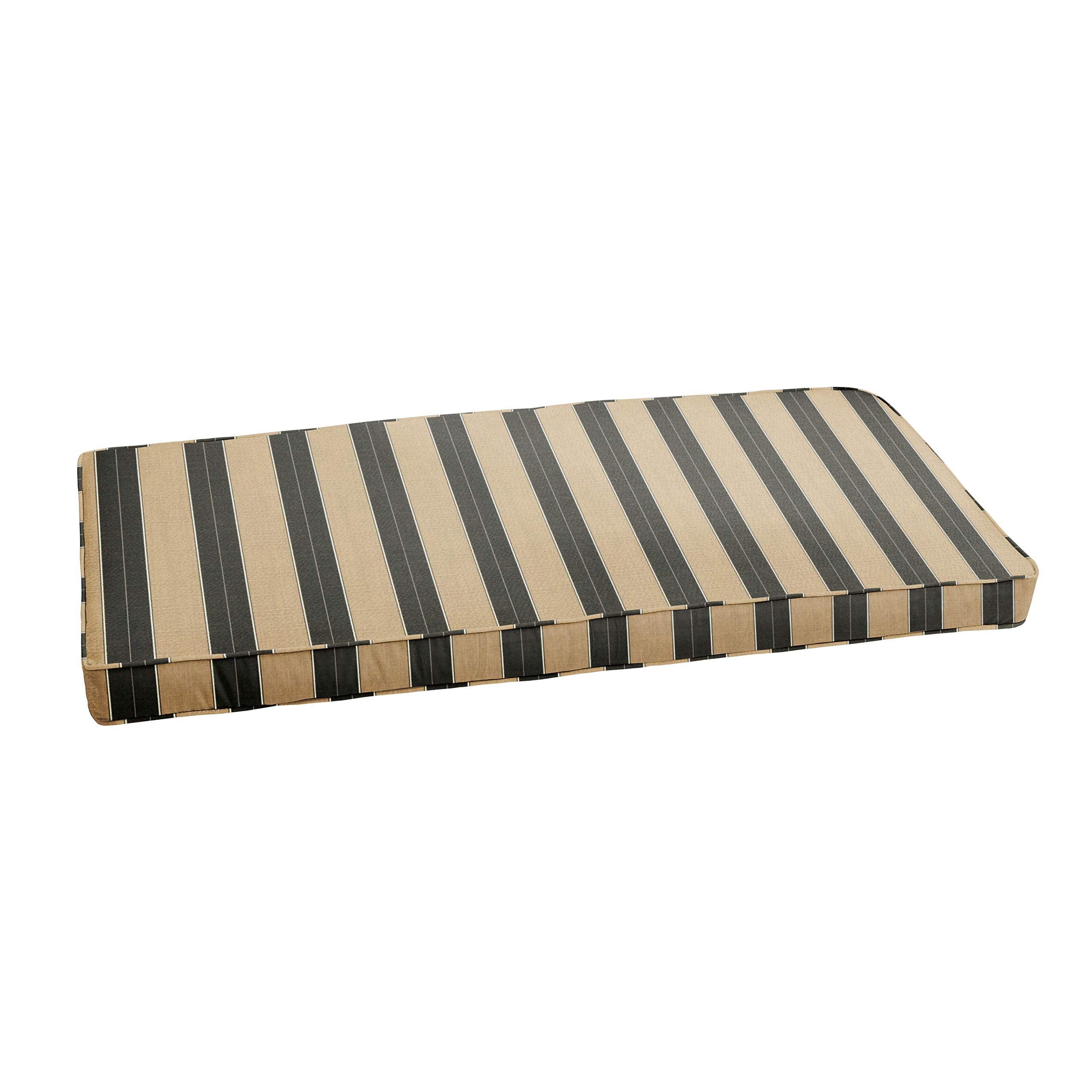 Sorra Home Indoor Or Outdoor Sunbrella Bench Cushion With Corded Edges And Tie Backs, 1 Count (Pack Of 1), Berenson Tuxedo 5 Sq