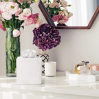 Bunusual White Tissue Box Cover - Modern Tissue Holder, Lacquer High Gloss Finish & Rounded Edges - Cube Square Box. Bathroom, D