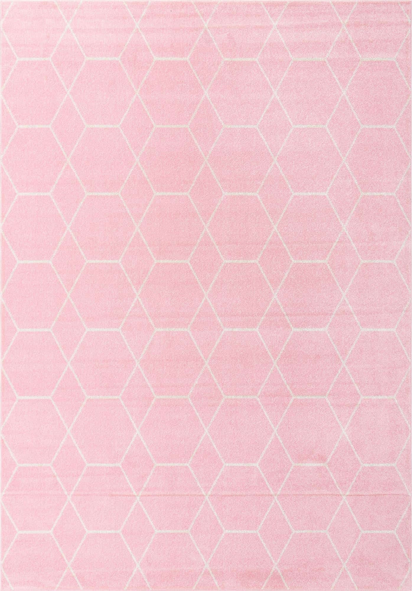 Unique Loom Trellis Frieze Collection Area Rug - Geometric (10 x 14 1, Light Pink/ Ivory)