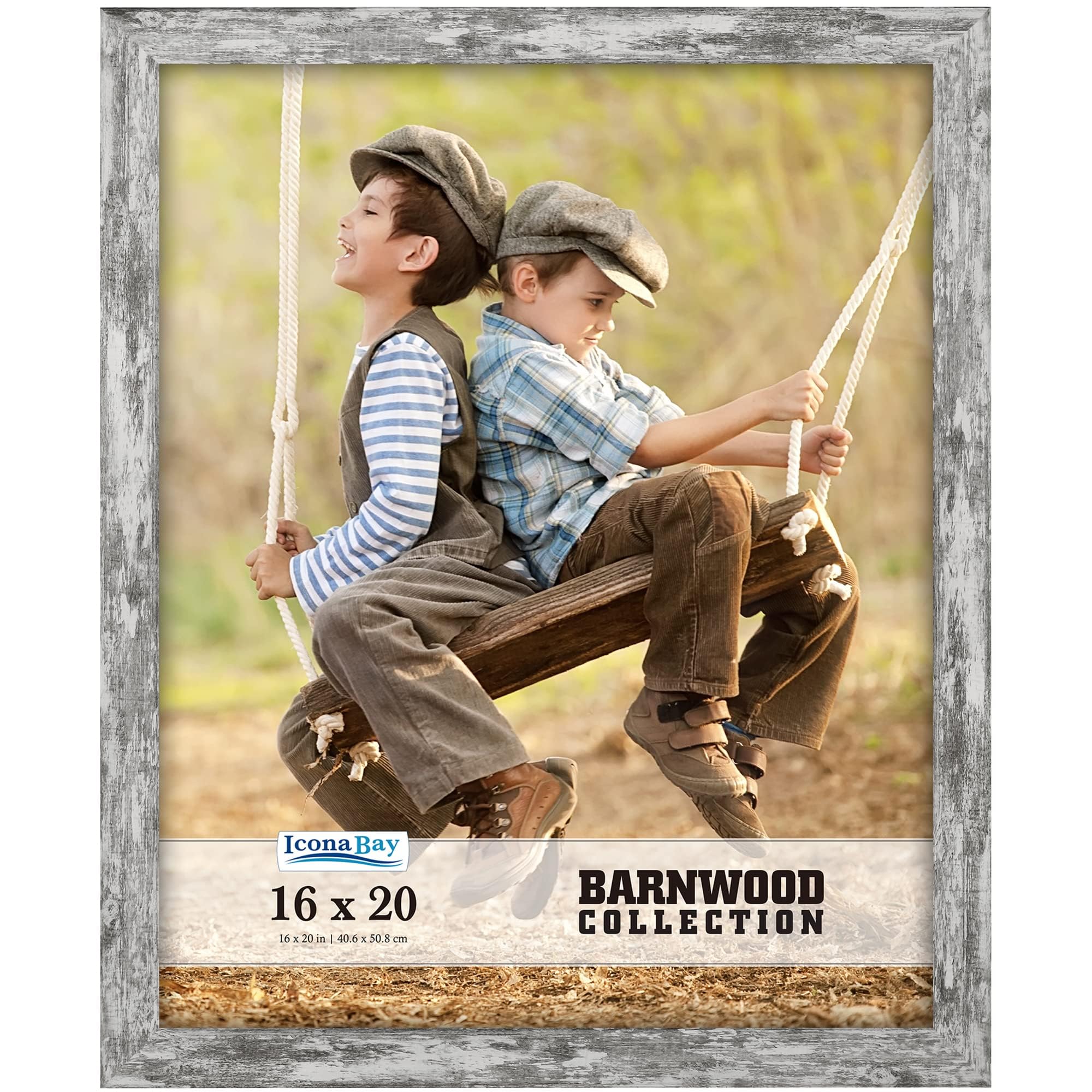 Icona Bay 16x20 Pony Gray Picture Frame, Country Rustic Style 16 x 20 Poster Frame, Wall Mount Only, Barnwood Collection