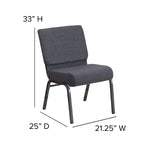 Flash Furniture Hercules Series 21''W Church Chair In Dark Gray Fabric - Silver Vein Frame