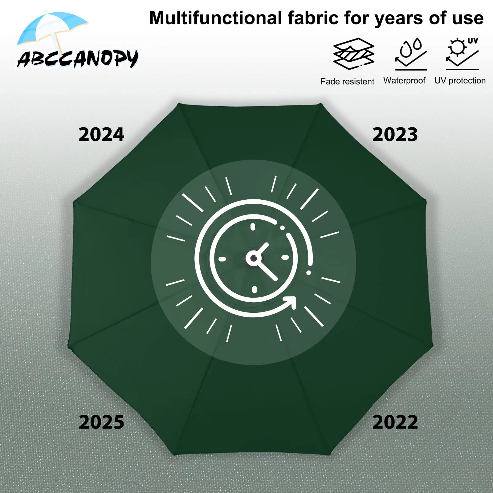 Abccanopy 9Ft Patio Umbrella - Outdoor Waterproof Table Umbrella With Push Button Tilt And Crank, 8 Ribs Uv Protection Pool Umbr