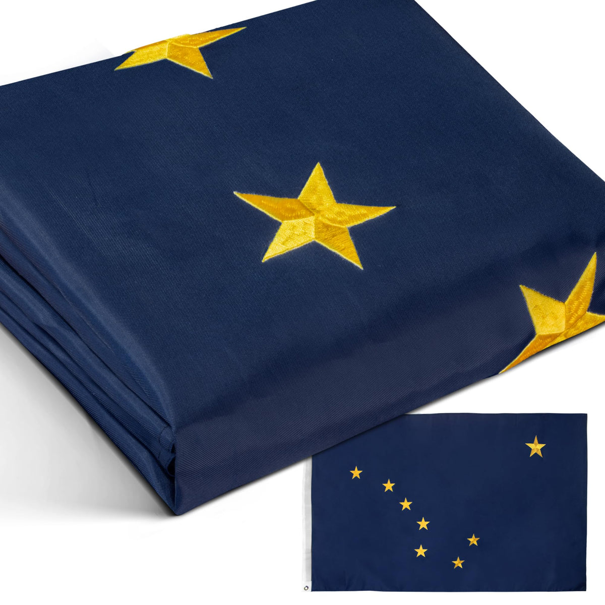 Anley Everstrong Series Embroidered Alaska State Flag 3X5 Feet - Embroidery & Heavy Duty Canvas Header - 4 Rows Of Lock Stitchin