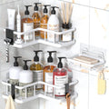 YASONIC Corner Shower Caddy, 3-Pack Shower Organization Corner with Soap Holder - 4 Removable Hooks, Self Adhesive Shower Organi