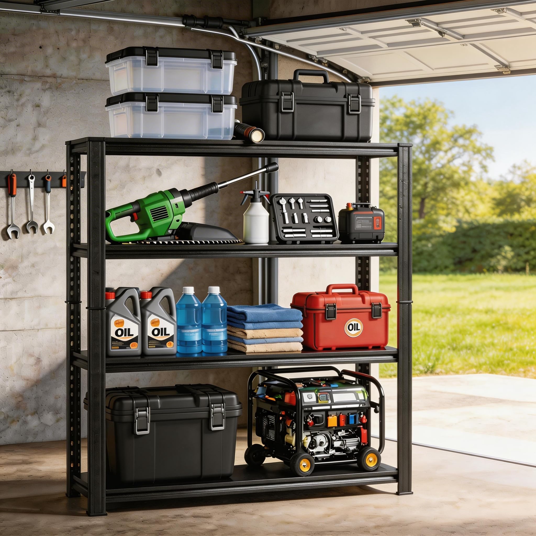 Notmise Metal Garage Shelving Unit, Heavy Duty Adjustable Storage Shelves, Steel Shelving, 2000 lbs Capacity Shelves for Heavy T