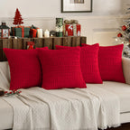 Miulee Pack Of 4 Red Corduroy Decorative Throw Pillow Covers 20X20 Inch Soft Boho Striped Pillow Covers Modern Farmhouse Home Decor For Sofa Living Room Couch Bed