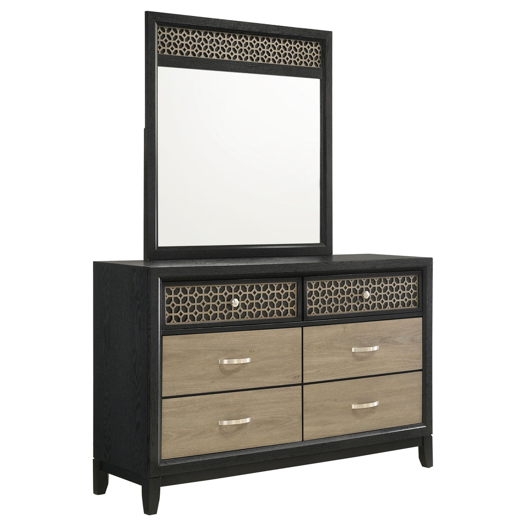 Coaster Home Furnishings Valencia Contemporary 58-inch 6-Drawer Bedroom Dresser with Mirror Bedroom Clothing Storage Cabinet Wide Chest of Drawers Organizer Unit Black 223043M