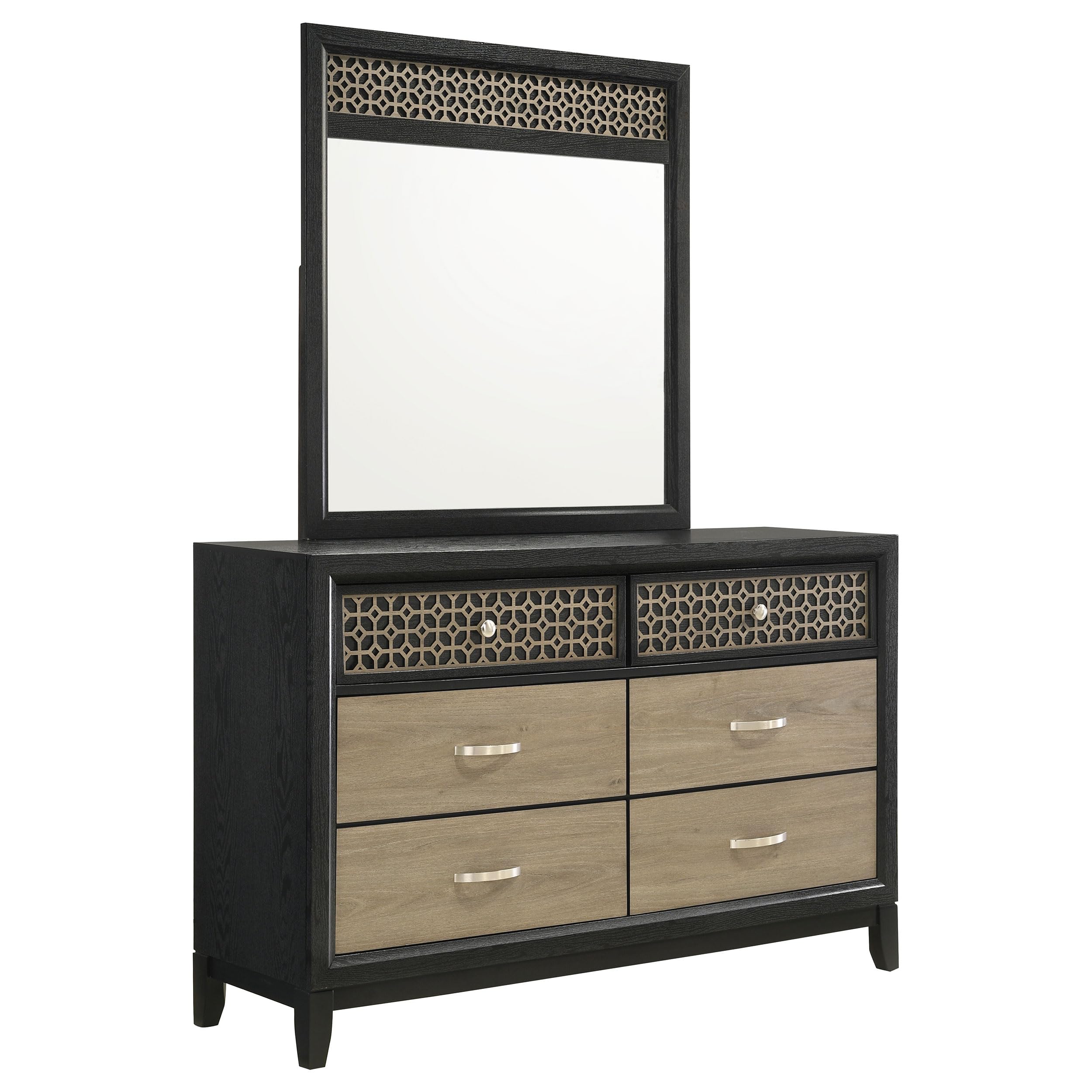Coaster Home Furnishings Valencia Contemporary 58-inch 6-Drawer Bedroom Dresser with Mirror Bedroom Clothing Storage Cabinet Wide Chest of Drawers Organizer Unit Black 223043M
