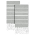cabanana Cotton Turkish Hand Towel - Set of 2 | Boho Kitchen Tea Towels, 30 x 20 Inches Thin Decorative Bathroom Towel (Grey)