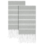 cabanana Cotton Turkish Hand Towel - Set of 2 | Boho Kitchen Tea Towels, 30 x 20 Inches Thin Decorative Bathroom Towel (Grey)