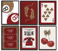 6pcs Trendy Red Leopard Canvas Wall Art Funky Lucky 8 Ball Posters Prints Paintings Preppy Funky Aesthetic Lucky Wall Decor Pict