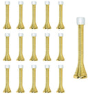 Kiseer 16 Pack Spring Door Stops 3 1/4' Flexible Heavy Duty Spring Door Stopper With Rustproof Screw Rubber Bumper Tips (Gold)