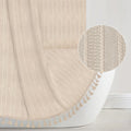 Seasonwood Beige Boho Shower Curtain 72 X 72 Textured Vertical Striped Shower Curtain Bohemian Chic Tassel Neutral Shower Curtai