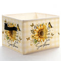 Fyecoluo Inspirational Sunflower Butterfly Checkered Storage Bins Box with Handles, Be the Sunshine Floral Foldable Basket Toybo