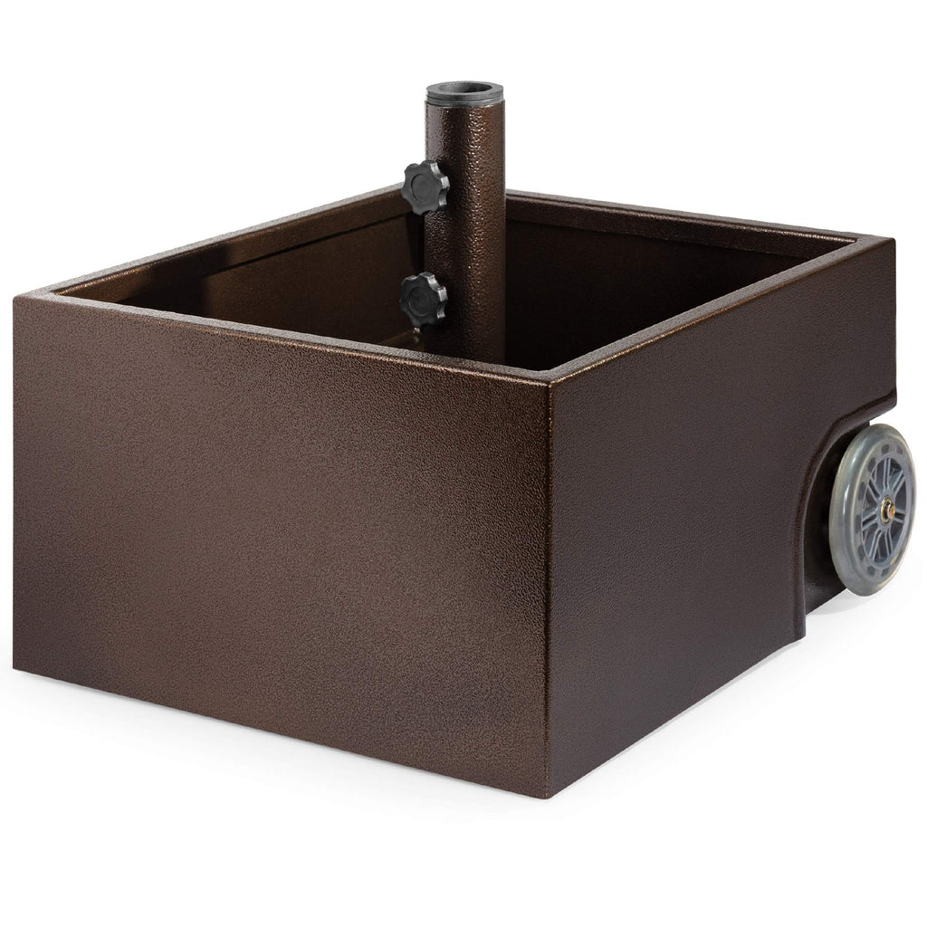 Best Choice Products 150Lb Capacity Portable Steel Umbrella Base Stand For Outdoor, Patio, Garden, Market W/Fillable Planter, Drainage, 2 Adjustment Knobs, Handle, Wheels
