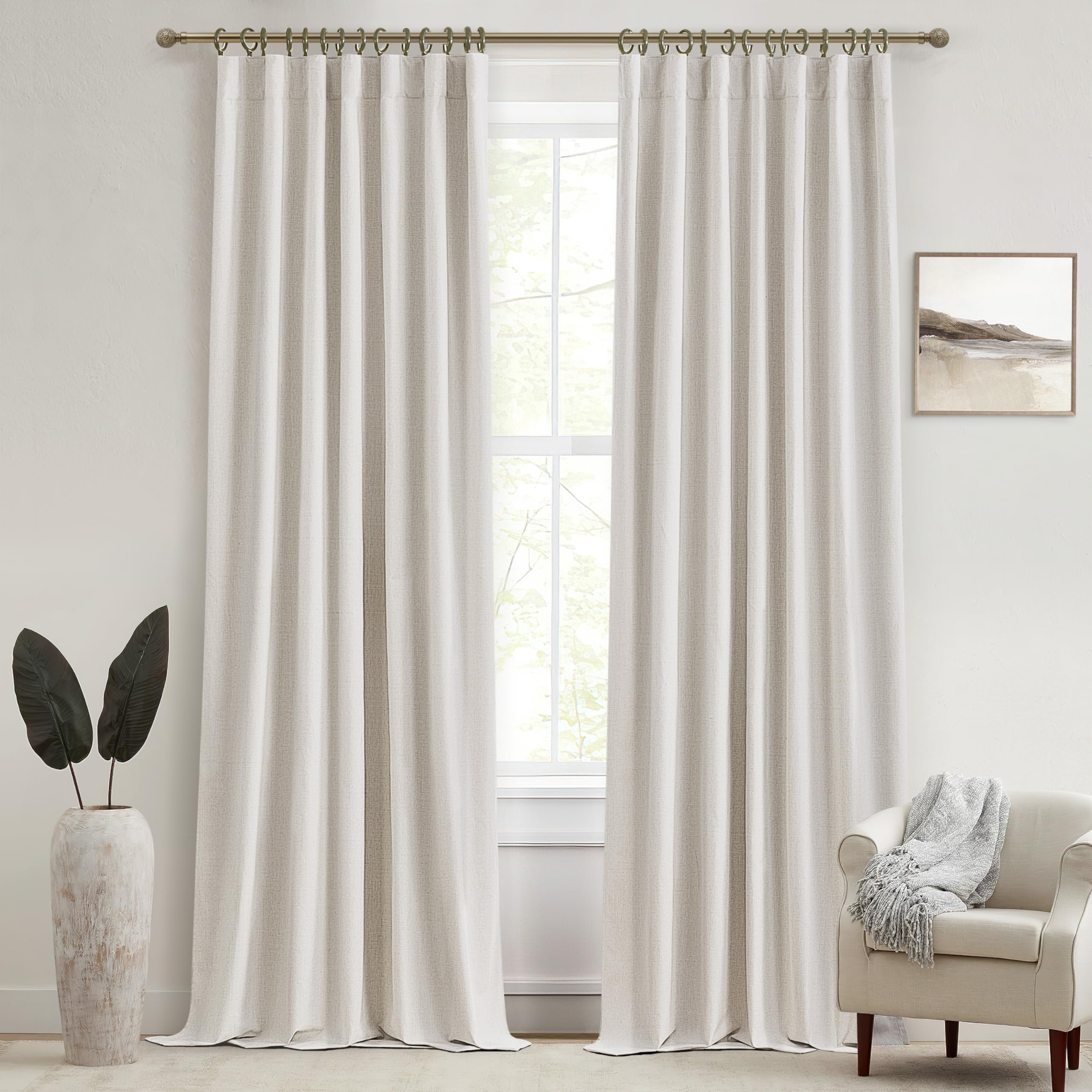 Birch Total Blackout Curtains 96 Inches Long for Bedroom 8 Foot Tall Heavy Thermal Rustic Country Curtains for Living Room Track
