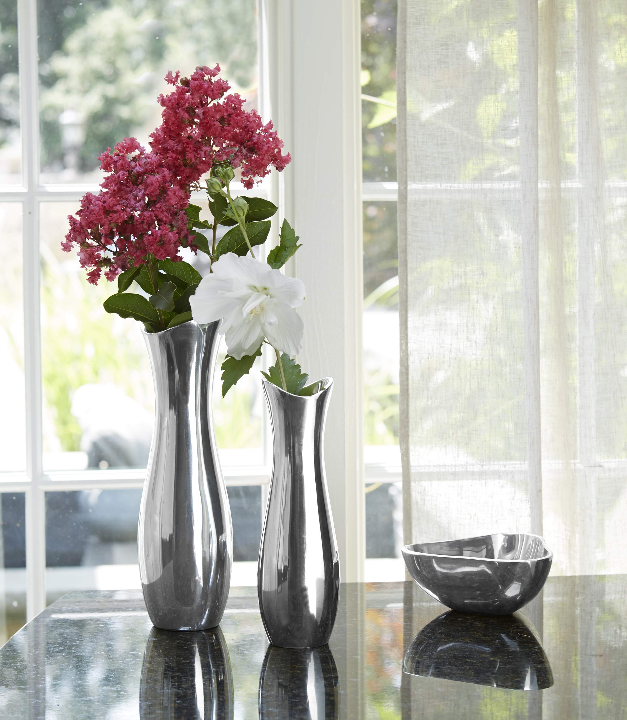 Nambe Stryker Flower Vase | 9-Inch | Vases For Centerpiece Table Home Indoor Desk D  Cor | Mid Century Modern Style Vase For Wed