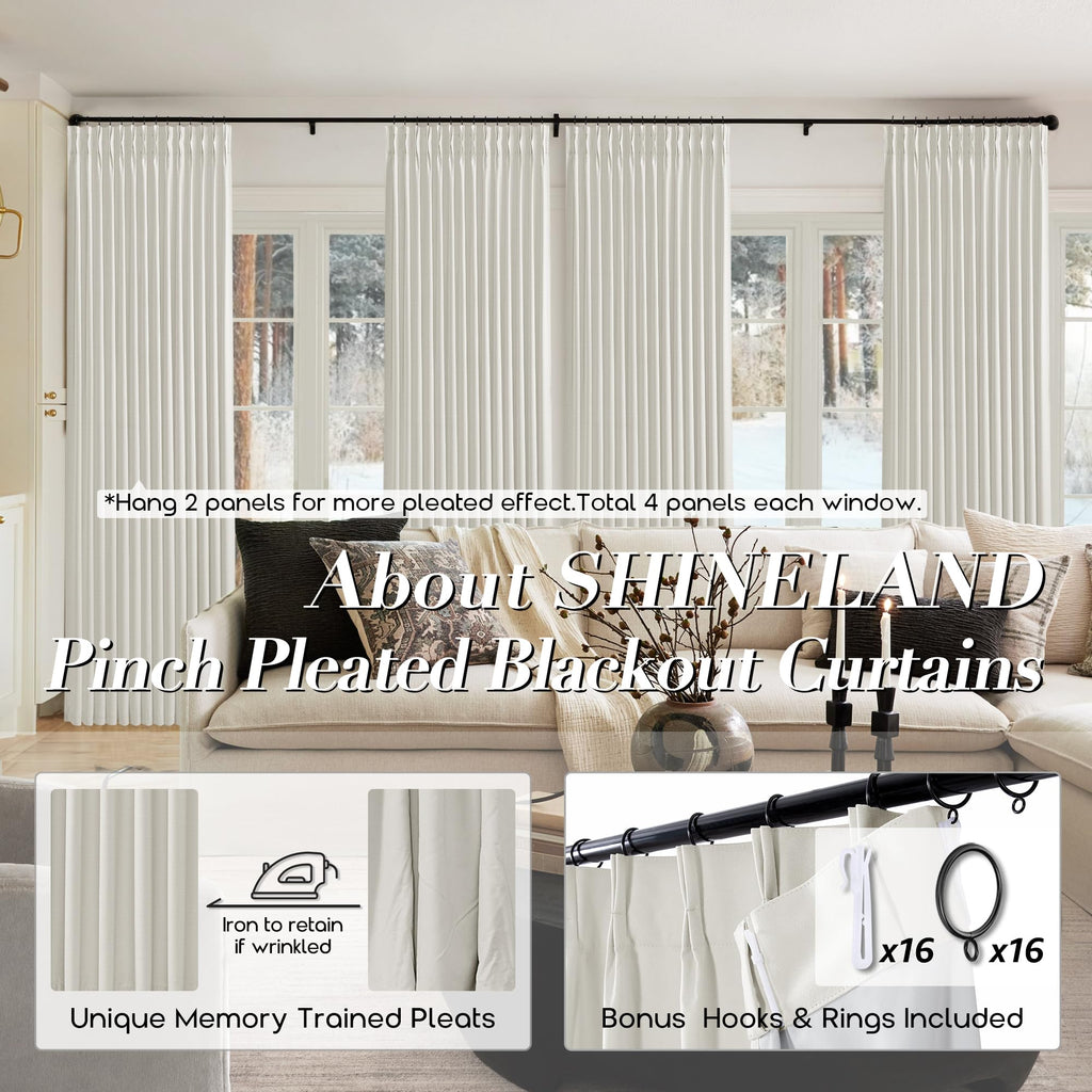 Blackout Curtains Drapes 84 Inch Length 2 Panels Set Linen Farmhouse Curtains For Living Room,Pinch Pleated Black Out Curtain For Bedroom Window Treatments Cortinas Para Sala,By Size 84 Long,Cream