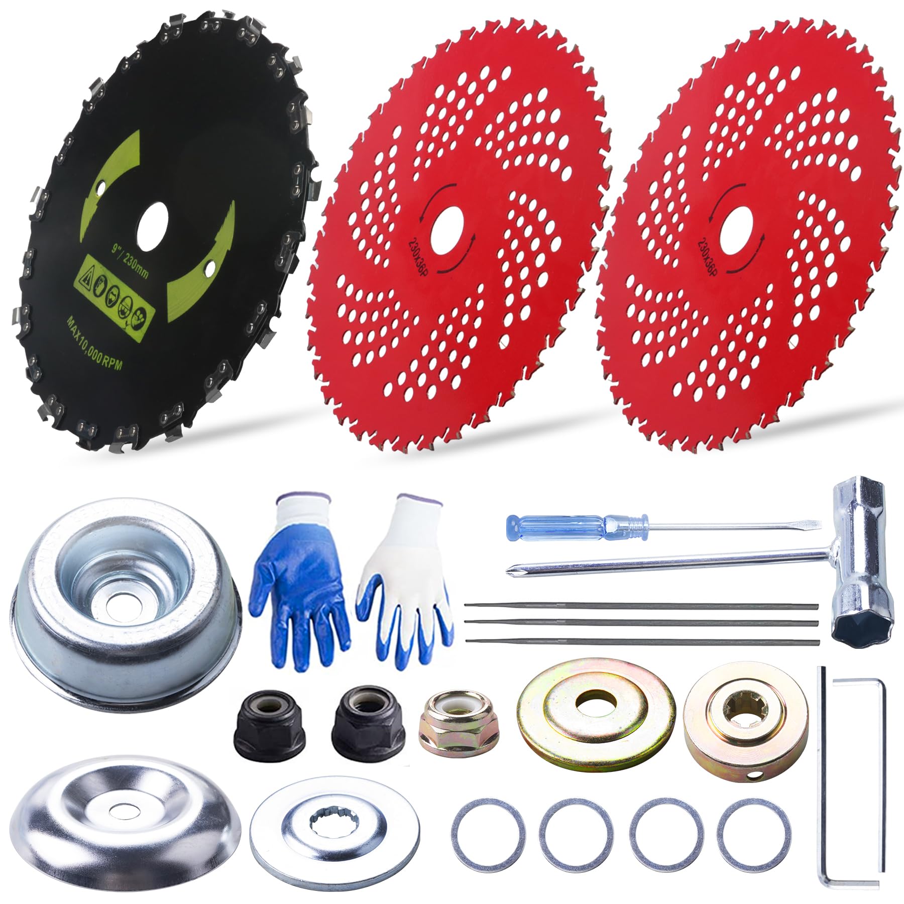 9' X 36 Teeth Carbide Tipped Brush Cutter Blades Weed Eater Trimmer Blade 9' X 20T Carbon Steel Round Chainsaw Tooth Brush Bla