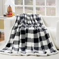 PU MEI Sherpa Fleece Throw Blanket 60 x 80 Reversible Plush Fluffy Large Big Blanket Lattice Flannel Blankets for All Season Use