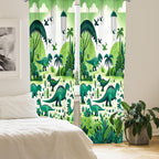 Ambesonne Dinosaur Curtains, Modern Artwork Of Jurassic Scenario With Dino Animals And Wild Jungle, Window Treatments 2 Panel Se