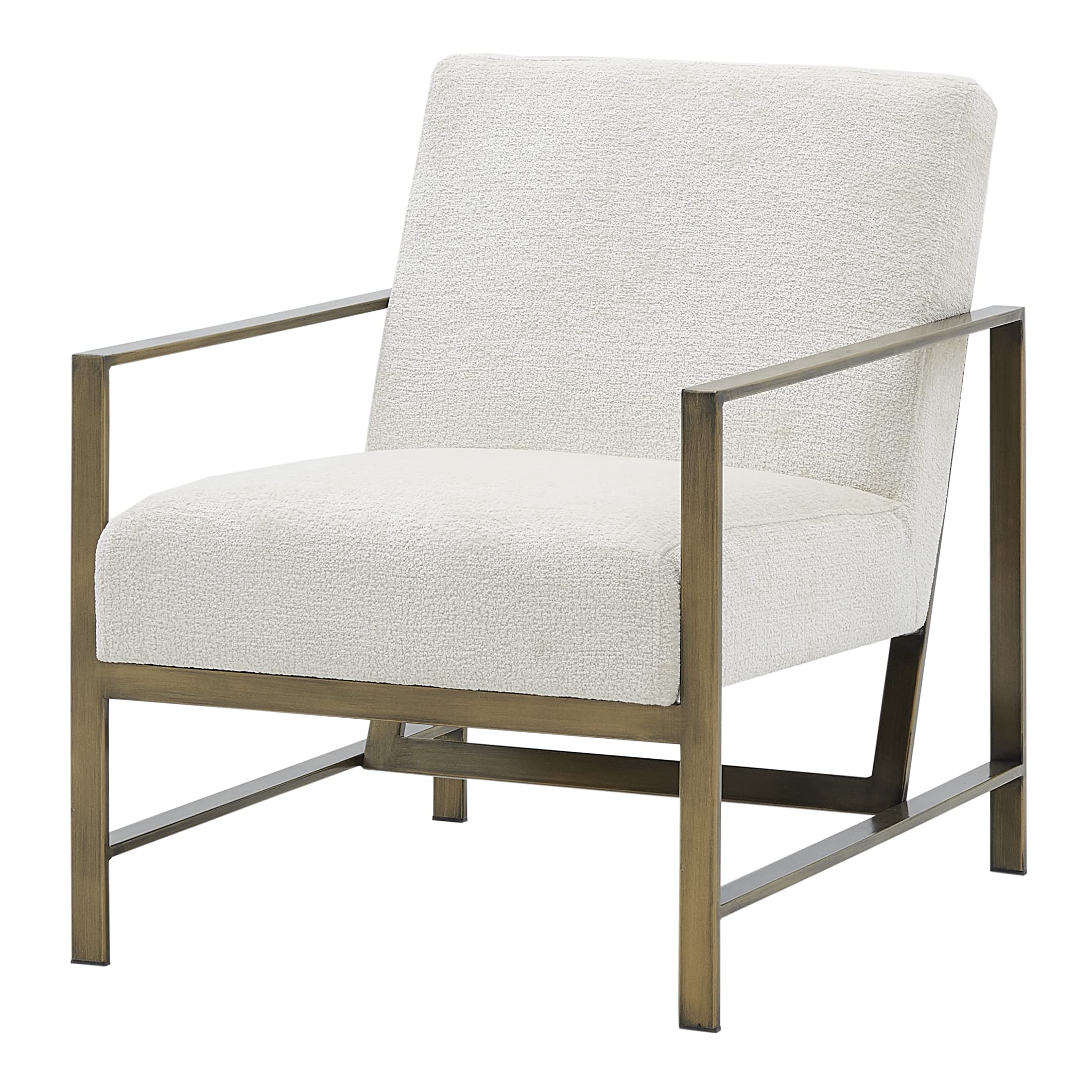 Npd Furniture And More Francis Fabric Arm Accent Chair, Cream
