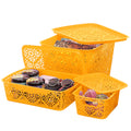 Cutting Edge Plastic Turkish Storage Basket With Lid,Medium,OrangeSet Of 1