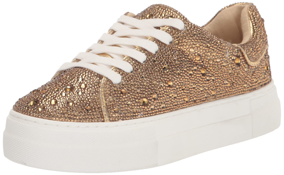 Betsey Johnson Womens Sidny Sneaker, Gold, 75