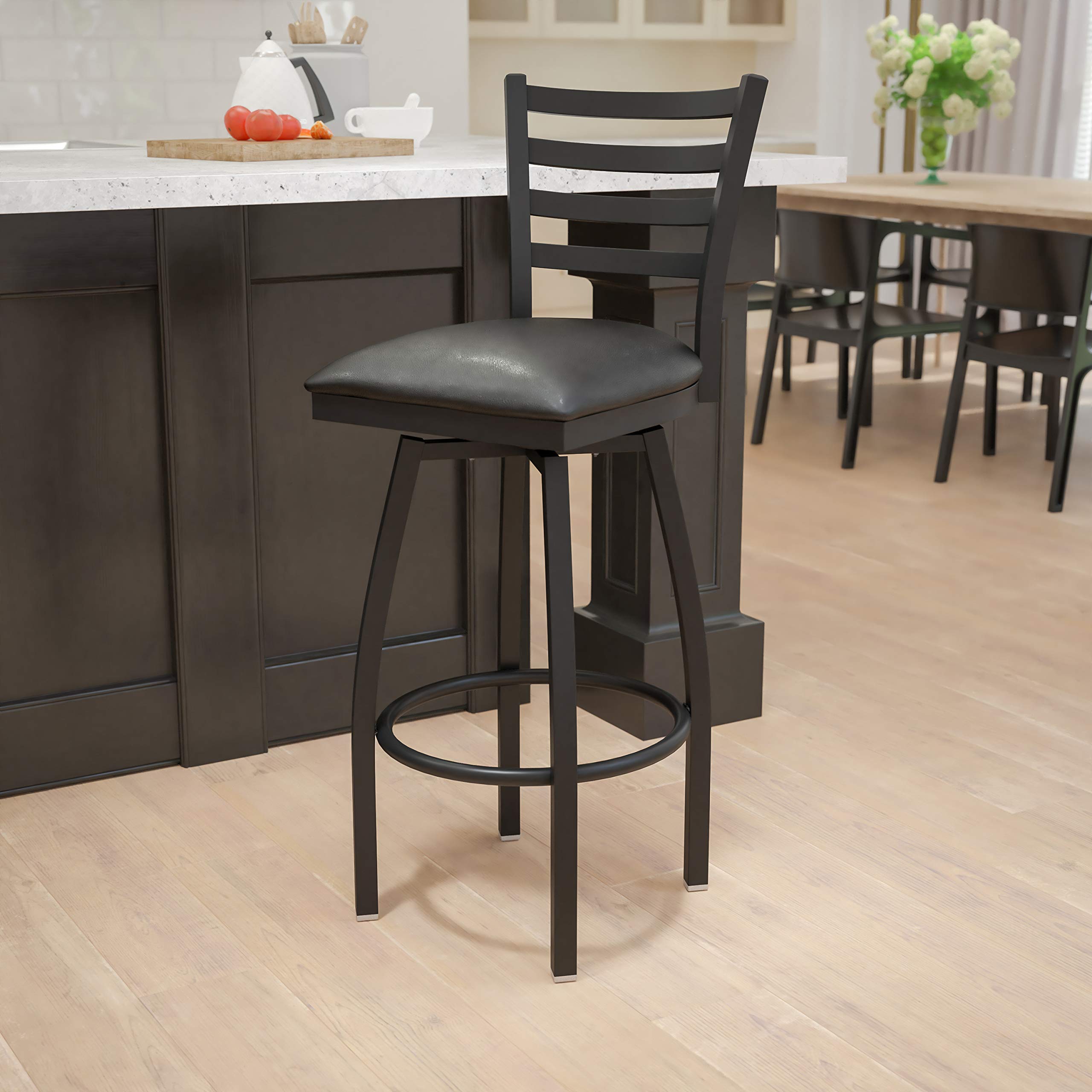 Flash Furniture HERCULES Series Ladder Back Swivel Metal Barstool