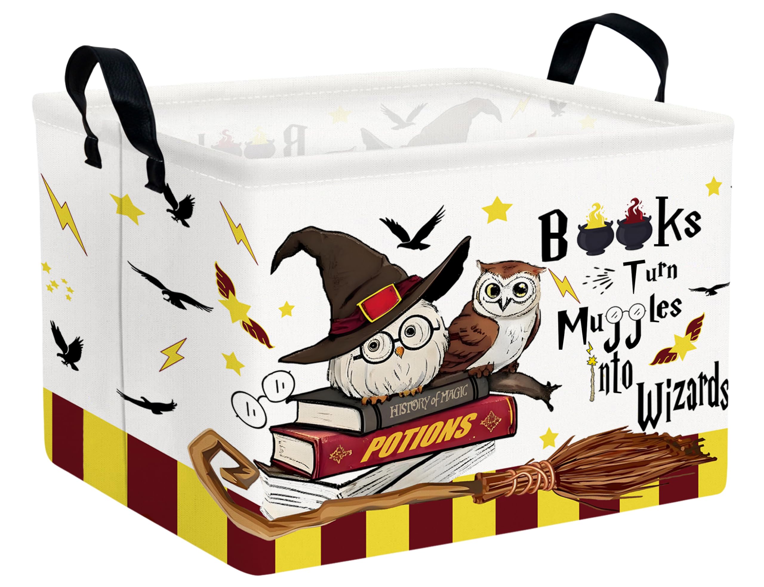 BOOHIT Large Magic Nursery Baby Basket Collapsible Kids Toy Storage Bin Gift Box Room Decor (Brown Owl)