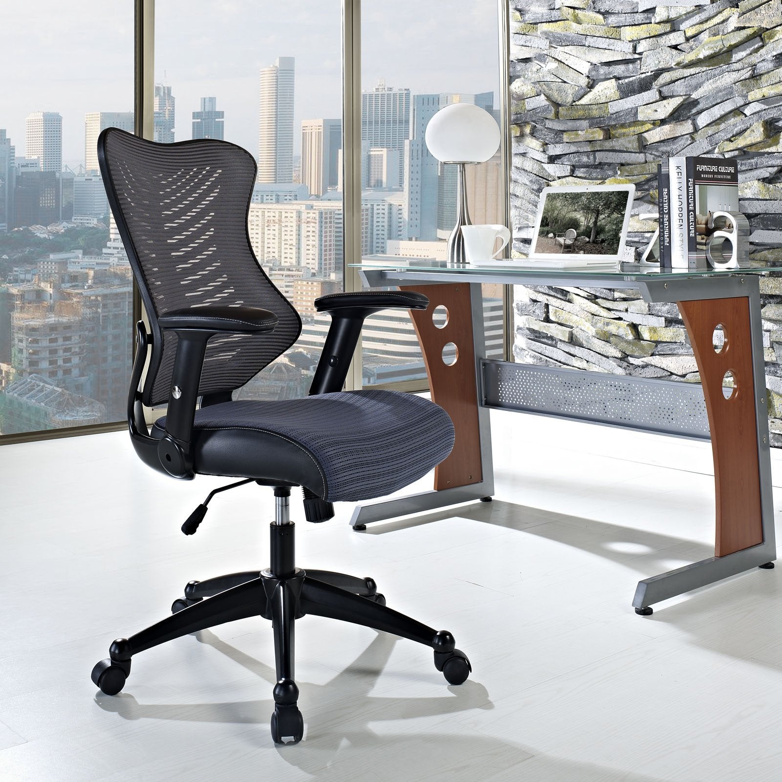 Modway Clutch Ergonomic Mesh Computer Desk Office Chair in Gray