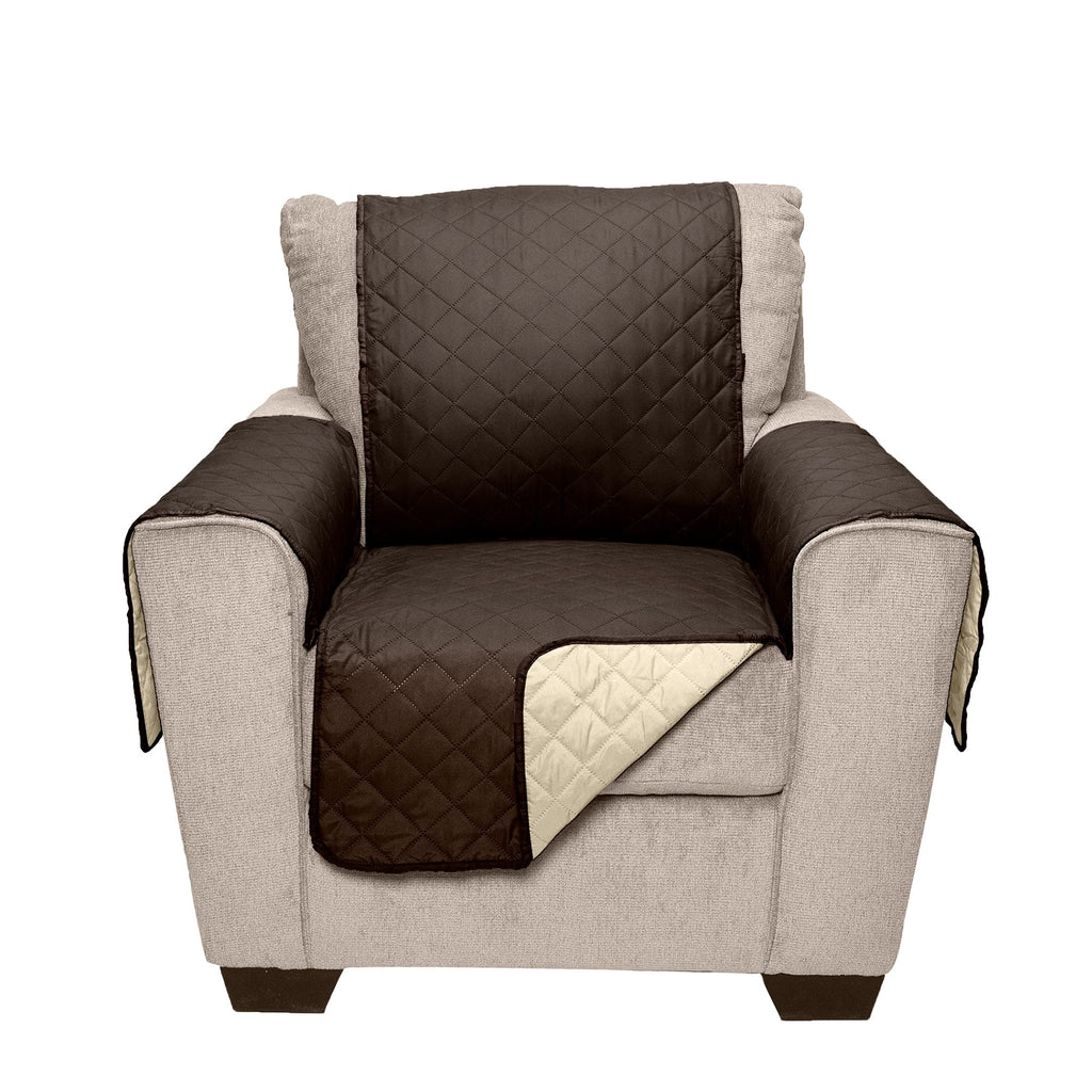 Furhaven Water-Resistant & Reversible Chair Cover Protector For Dogs, Cats, & Children - Two-Tone Pinsonic Quilted Living Room Furniture Cover - Espresso/Clay, Chair