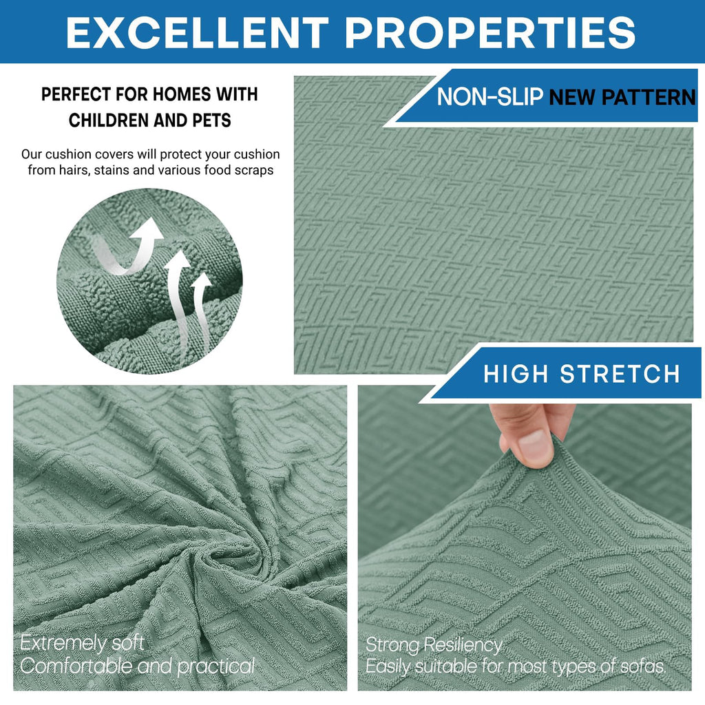 Znsayotx Armless Futon Covers Full Size (67'-82') Stretch Jacquard Sofa Bed Slipcovers, Striped Queen Futon Cover With Non-Slip Elastic Bottom, Soft Cozy Futon Mattress Cover Washable (Pea Green)