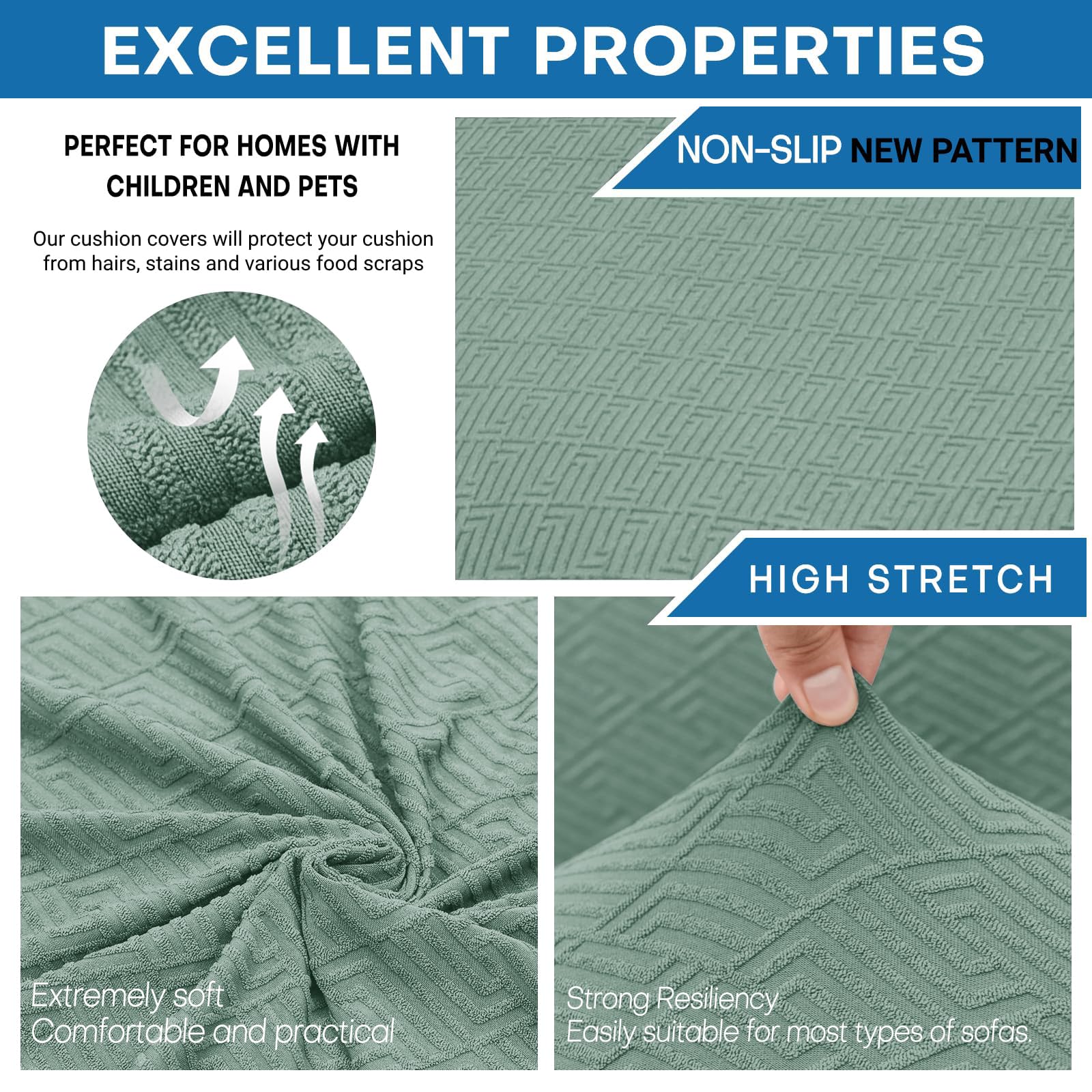 Znsayotx Armless Futon Covers Full Size (67'-82') Stretch Jacquard Sofa Bed Slipcovers, Striped Queen Futon Cover With Non-Slip Elastic Bottom, Soft Cozy Futon Mattress Cover Washable (Pea Green)