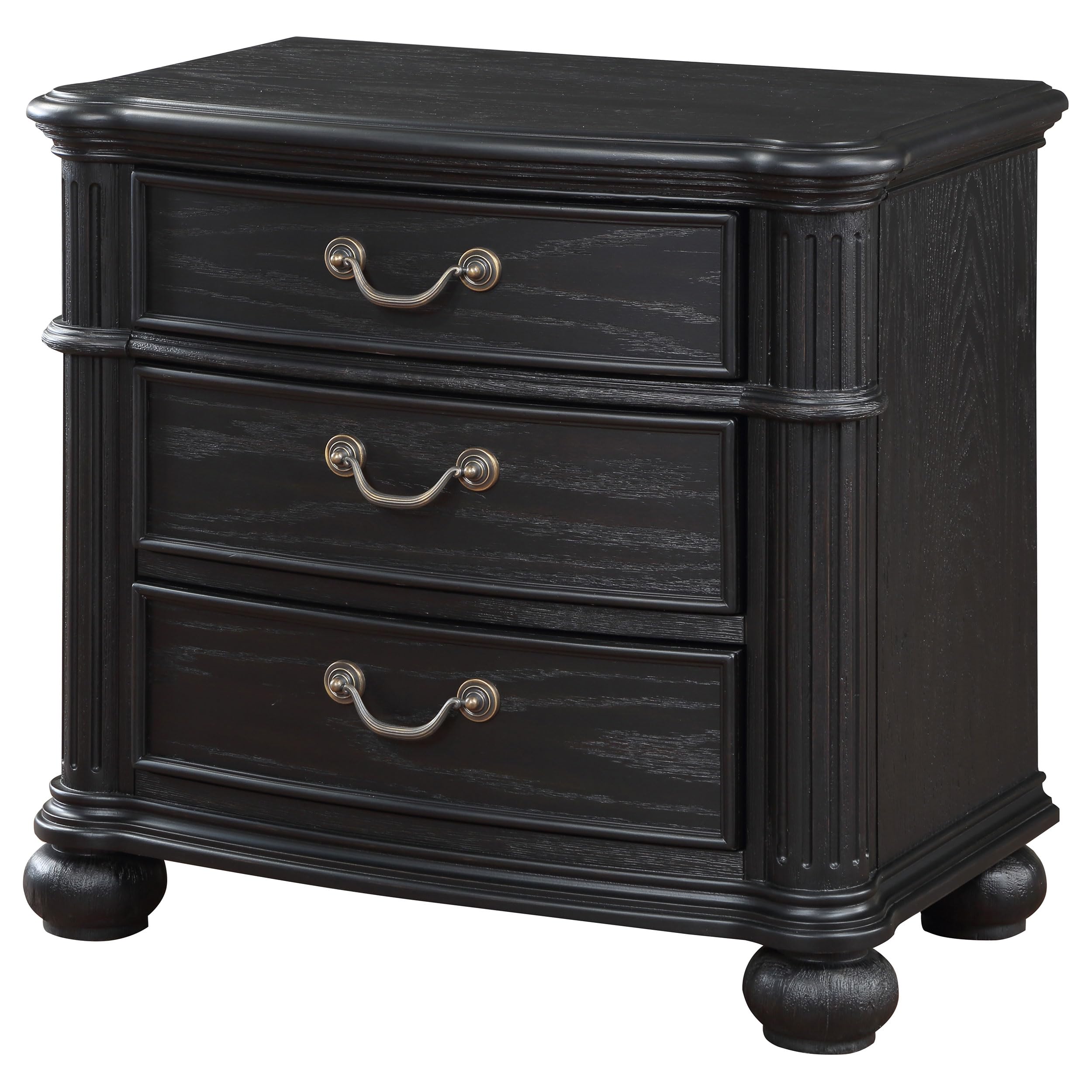 Coaster Home Furnishings Celina Traditional Wood 3-Drawer Bedroom Nightstand Bedside Table Organizer Unit Black 224762