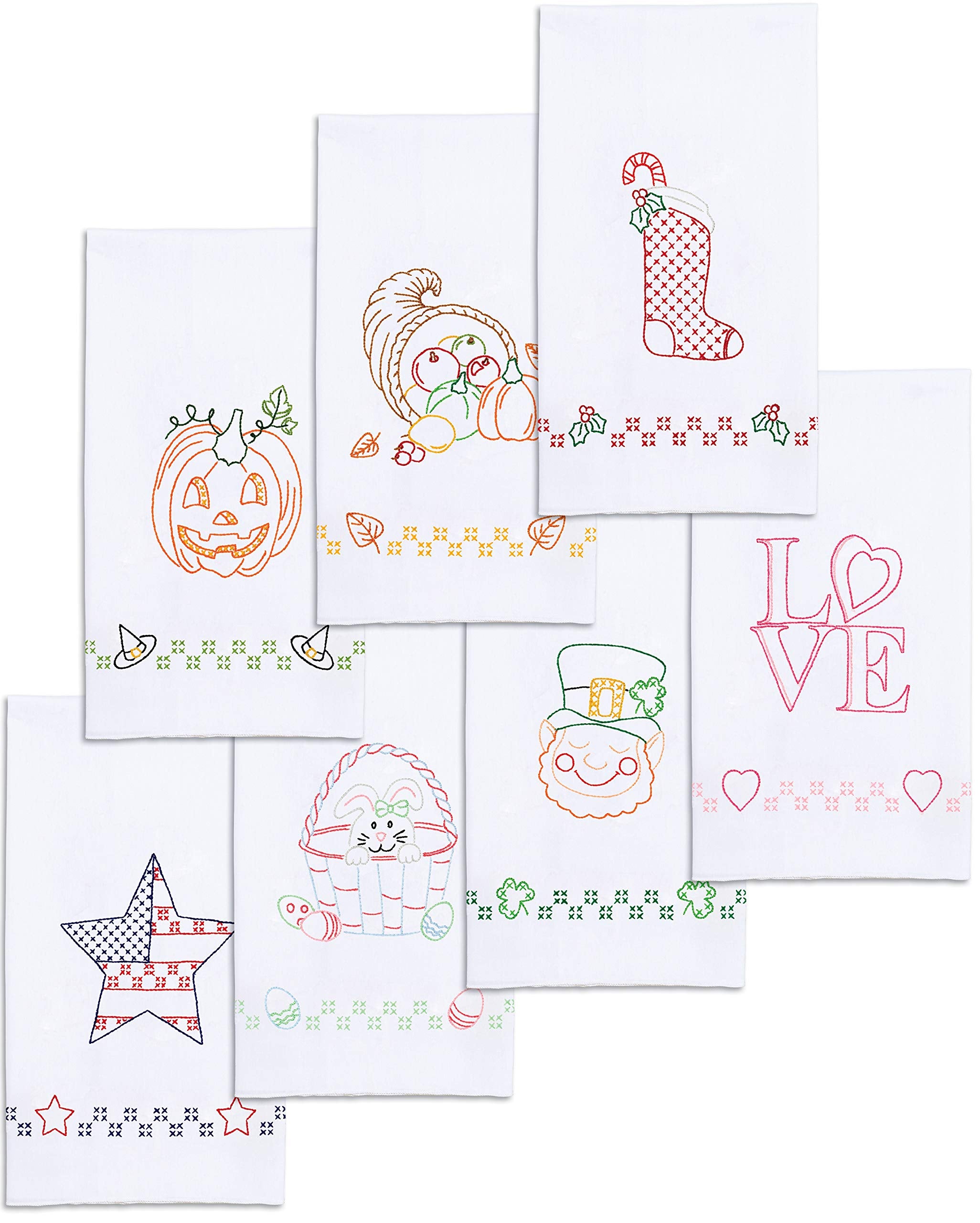 Jack Dempsey Needle Art Holiday Towel Collection (17'' X 28''), White